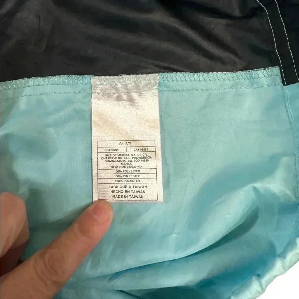 Nike 90’s Y2K Teal Black Full Zip Hooded Windbreaker Jacket Women's Size Medium